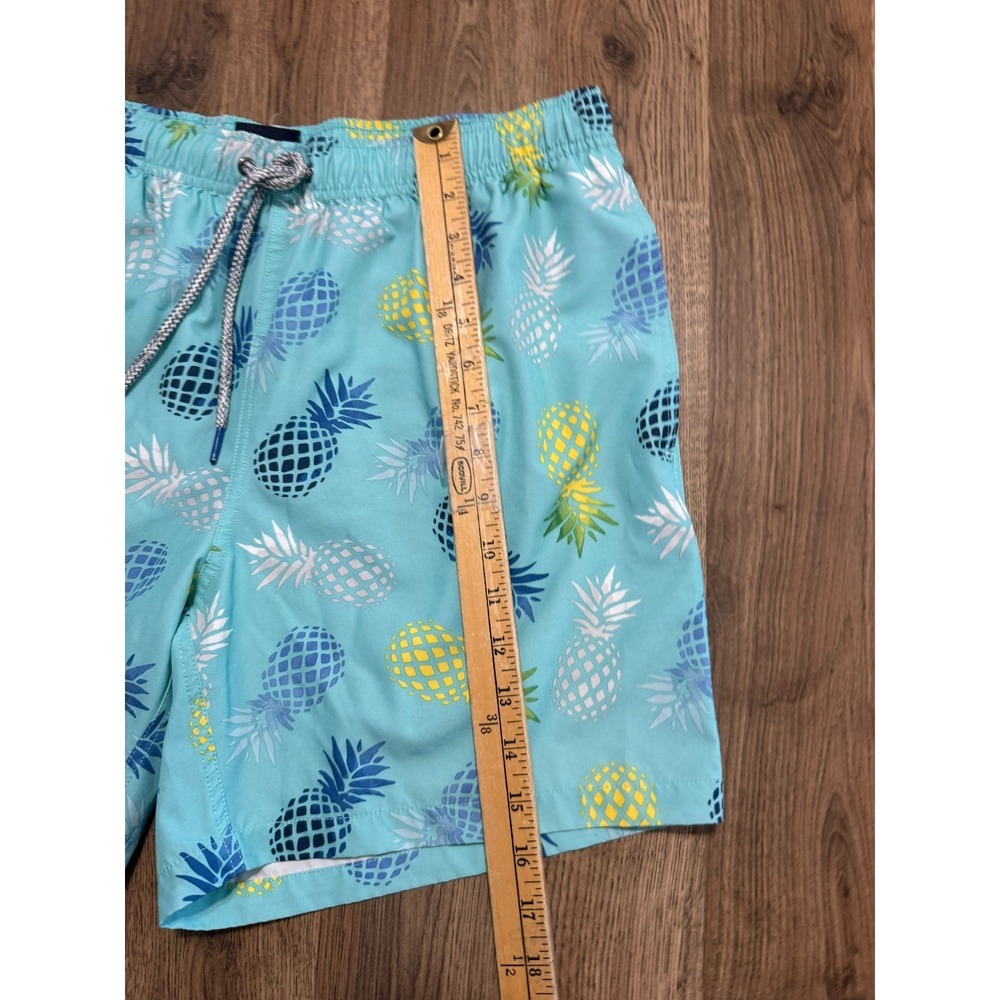 Rainforest Shorts Mens Medium Swim Trunks Blue Green Yellow Tie Waist Pineapples - Picture 10 of 14